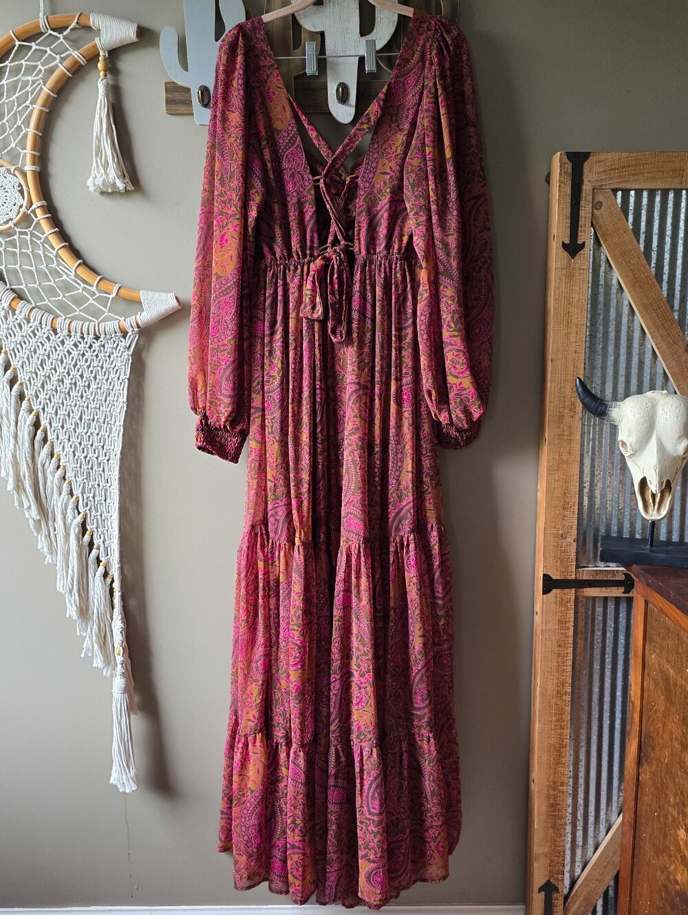 Free People Folklore Paisley Maxi Dress Rust Plum Nwot - Picture 8 of 10
